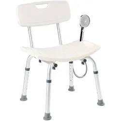 Arebos Duschstuhl mit Rückenlehne - Duschhocker für mehr Komfort und Sicherheit, max. Belastbarkeit 100 kg, mit integrierter Brausenhalterung und 6-fach höhenverstellbar für individuellen Sitzkomfort.