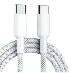 USB C Ladekabel 60W Schnellladung Nylon Datenkabel 1 Meter Weiß Universell - Weiß