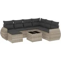 vidaXL Garten Sofa Garnitur 8-TLG. - Modular Gartenmöbel Set mit Kissen, langlebig und pflegeleicht aus PE-Rattan, ideal für Garten und Terrasse