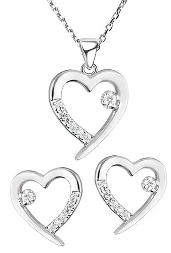 Herz Kette mit Ohrringe 925 Silber Schmuckset - Elegantes Schmuckset aus 925er Silber, veredelt mit Rhodium und Zirkonia. Perfekt als Geschenk für besondere Anlässe wie Geburtstage oder Valentinstag. Lieferung in stilvoller Schmuckdose mit Herzgravur.