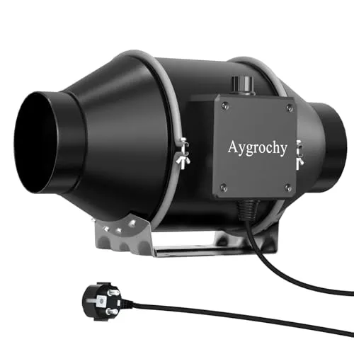 Aygrochy 100mm Regelbar Rohrventilator 363 m³/h - Badlüfter mit flexiblem Geschwindigkeitsregler, leise und energieeffizient. Ideal für Belüftung, Rauchabzug und vielfältige Anwendungen in Innenräumen.