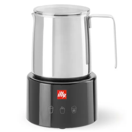 Illy Milchaufschäumer 23760 Schwarz Edelstahl Touch - Heiß & Kalt - Milchaufschäumer aus Edelstahl mit 250 ml Fassungsvermögen, ideal für heiße und kalte Getränke. Genießen Sie perfekten Milchschaum für Cappuccino und Latte Macchiato dank intuitiver Touch-Bedienung.