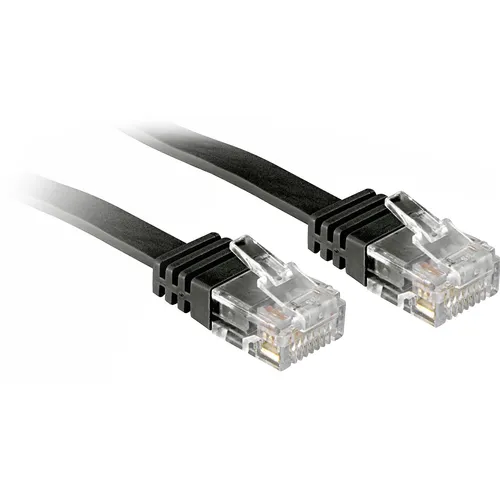 LINDY 47524 5m Cat.6 U/UTP Flachband-Netzwerkkabel, schwarz - RJ45-Stecker, 250MHz,