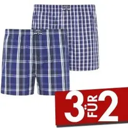 Jockey 2P Woven Boxer Shorts 3XL-6XL - Marine kariert - Herrenunterhosen in großen Größen 3XL-6XL aus 100% Baumwolle - für maximalen Komfort und optimale Passform, ideal für den täglichen Gebrauch.
