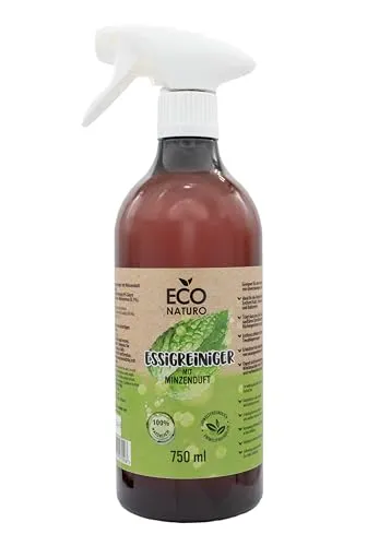 EcoNaturo - Ökologisch Umweltfreundlicher Allzweckreiniger mit Frischem Pfefferminzduft 750 ml - Pfefferminz 6% Essig - Reinigungsmittel für Küche, Bad und Böden - Recycling-Verpackung
