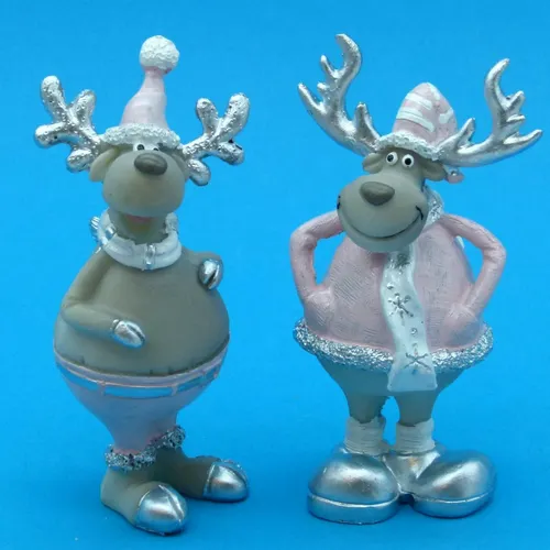 Weihnachtsdeko Dekorationsfiguren Wohndeko Ladendeko ❤ RUDI + Gattin ❤ 2er SET