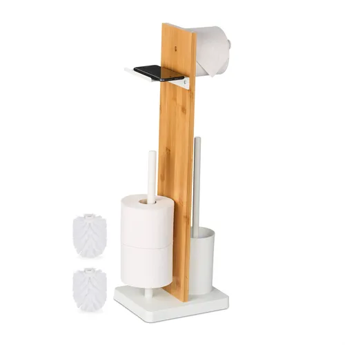 WC Garnitur mit Bambus Toilettenpapierhalter