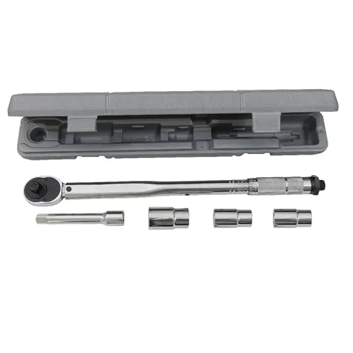 Petex 44710000 Drehmomentschlüssel 40-210 Nm - Drehmomentschlüssel für präzises Anziehen von Radmuttern und Zylinderkopfschrauben, inkl. 3 Stecknüsse und 12,5 cm Verlängerung für optimalen Einsatz im Auto.