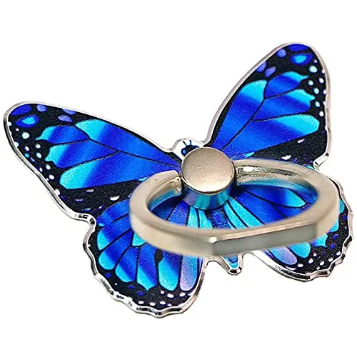 Kinizuxi Handy Ring Smartphone Fingerhalterung,Netter Schmetterling 360 Grad Drehung Ring Halter Ringhalter Fingerhalter Handyhalterung für iPhone iPad Samsung Huawei und mehr (1Blau)