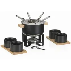 kela Fleischfondue Set GUNTEN 16tlg für 6 Personen - Fondueset aus Edelstahl mit elegantem Design, ideal für gesellige Abende. Enthält alles für ein perfektes Fondue-Erlebnis, inkl. Brenner und Keramikschalen.
