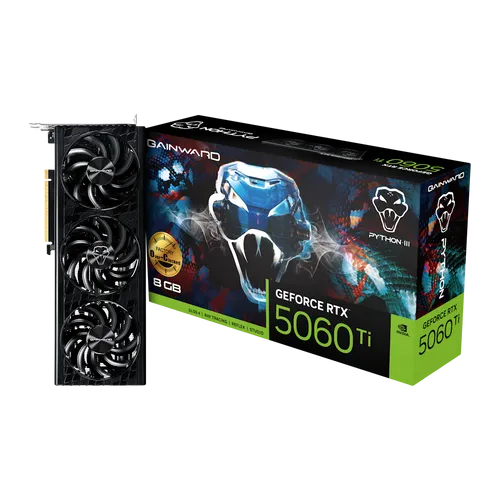 GeForce RTX 5060 Ti Python III OC 8GB - High-Performance Grafikkarte mit DLSS 4 - Grafikkarten: NVIDIA GeForce RTX 5060 Ti mit 8 GB GDDR7, ideal für Gaming und kreative Anwendungen, unterstützt 3x DisplayPort und 1x HDMI 2.1.
