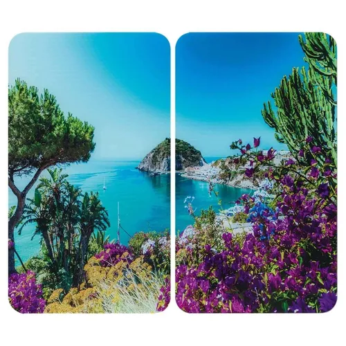 WENKO 2er Herd Abdeckung Platten MITTELMEER KÜSTE Küchen Schneide Bretter Glas