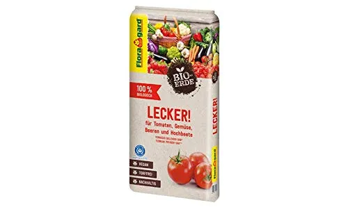 Floragard Vegane Bio-Erde (Lecker) für Tomaten,Gemüse,Beeren und Hochbeete 20 L