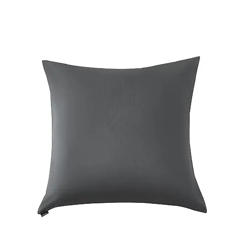 Homesty Premium Kopfkissenbezüge 80x80 cm – 100% Baumwolle Kissenbezüge Öko Tex mit YKK Reißverschluss Anthrazit weich & atmungsaktiv