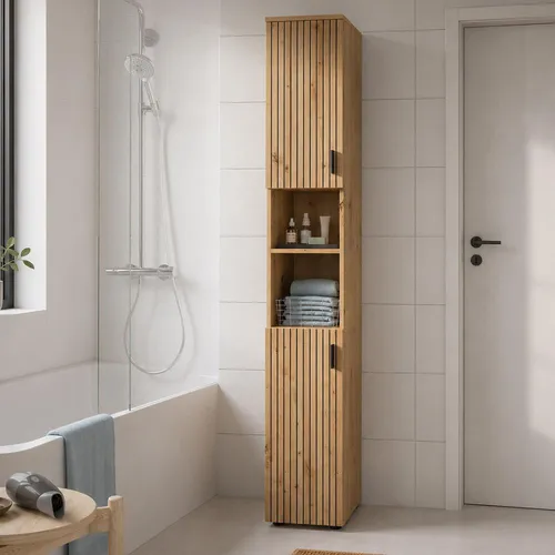 Lomadox Hochschrank MACKAY-158 30 cm in Eiche