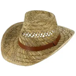 Fiebig Strohhut Western Australier mit Kunstlederband - Gelb 62 - Caps & Hüte, stylischer Strohhut aus 100% Stroh mit Kunstlederband, ideal für sonnige Tage und Outdoor-Aktivitäten.