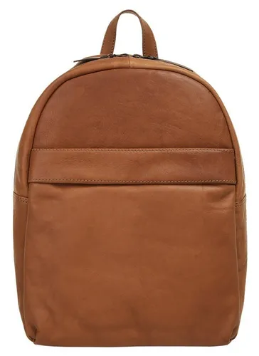 Laptoprucksack X-ZONE aus Rindsleder, braun (cognac) - Eleganter Rucksack aus echtem Rindsleder mit gepolstertem Notebookfach und RFID-geschützten Kartenfächern. Ideal für Business und Freizeit.