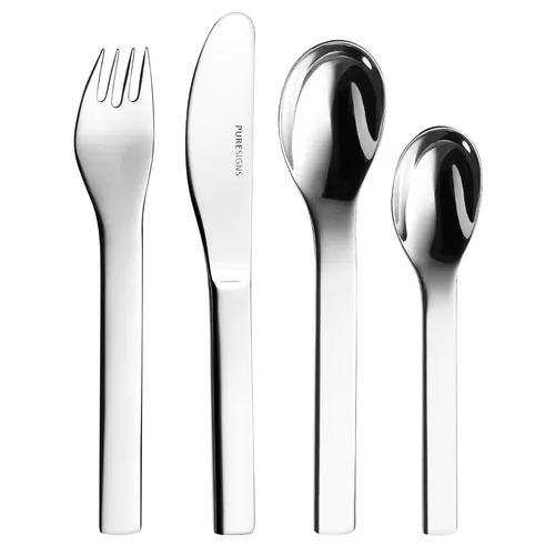 PURESIGNS Kinderbesteck ONE Mini Set 4-teilig - Hochwertiges Edelstahl-Kinderbesteck, perfekt für kleine Hände und ein kinderfreundliches Esserlebnis.