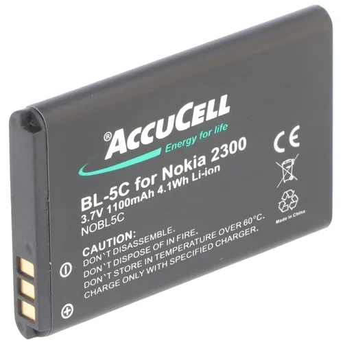 AccuCell Akku passend für Nokia BL-5C, BL-5CA 3,7 Volt 1100mAh, BR-5C, BL-5CB, BL-5CA, NKBF01, BL-5C, LN-4C