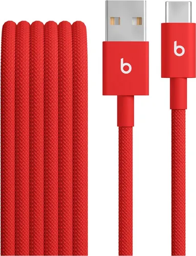 Beats USB-A zu USB-C gewebtes Kabel 1.5 m Rapid Red MFEJ4ZM/A - Apple AirPods und Zubehör, hochwertiges gewebtes Kabel in leuchtendem Rot für schnelles Laden und Datenübertragung.