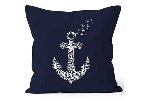 Autiga Dekokissen Kissenbezug Vogel Anker Anchor Birds Kissen-Hülle 40x40 Baumwolle Autiga®