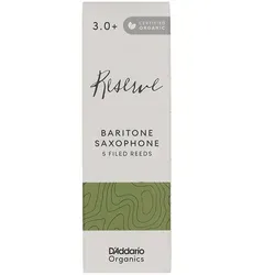 D’Addario Woodwinds Organic Reserve Baritone Saxophone 3,0+ - 5er Pack - Hochwertige Blätter für Baritonsaxophon, bieten exzellente Ansprache und Klangqualität für Musiker aller Levels.