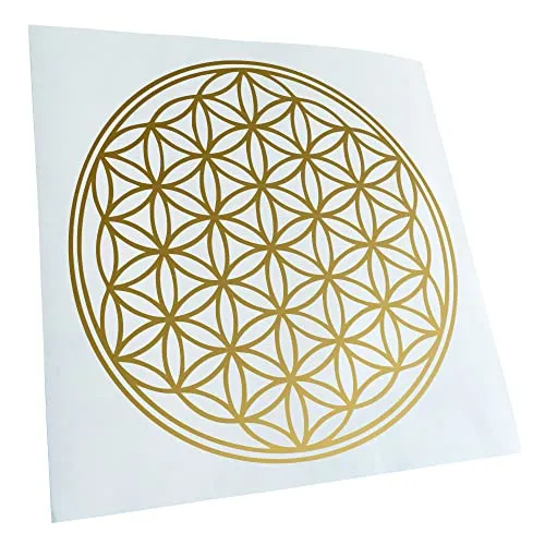 Kiwistar - Autoaufkleber - Gold - 10x10cm Blume des Lebens Baum Aufkleber für Auto, Laptop, Fahrrad, LKW, Motorrad mehrfarbig JDM Decal Racing