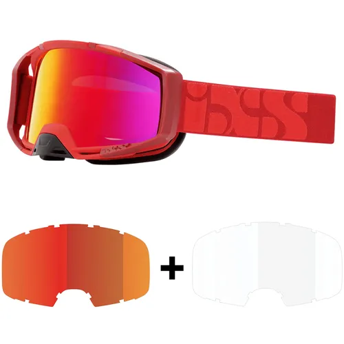 IXS Trigger RACING RED bike goggles 2 x LENS Crimson MIRROR + CLEAR | LIST: 90€