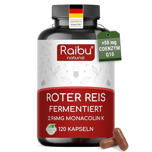 Produktbild Roter Reis Kapseln mit Monacolin K & Coenzym Q10 – Vegan & hochdosiert, 120 Stück