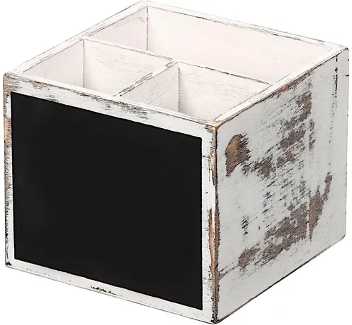 KESPER Besteckbox 66277 aus FSC-zertifiziertem Sperrholz Vintage weiß mit Kre...