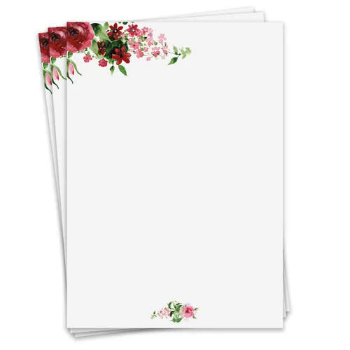 Set Briefpapier Rose I dv_017 I DIN A4 I 50 Blatt I Motivpapier rosa rot 1