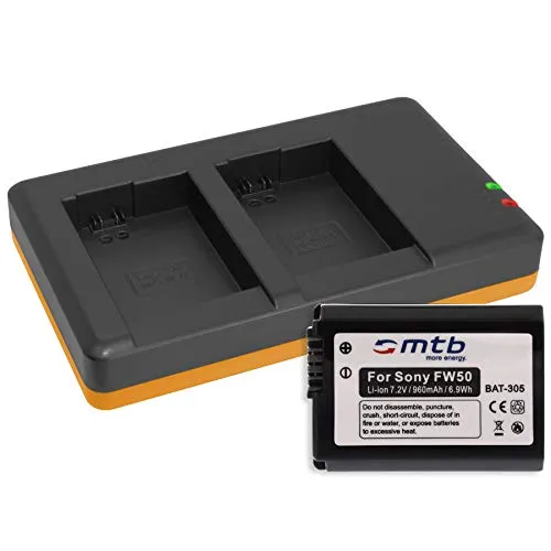 Akku + Dual-Ladegerät (USB) für Sony NP-FW50 / RX10 II, III, IV/Alpha 5100, 6000, 6300, 6500 / DSLR-, NEX-, SLT-, ILCE… - s. Liste! (inkl. Micro-USB-Kabel)