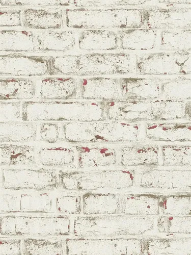 Tapete Ziegelstein rustikales 3D Motiv – Weiß, Grau, Rot