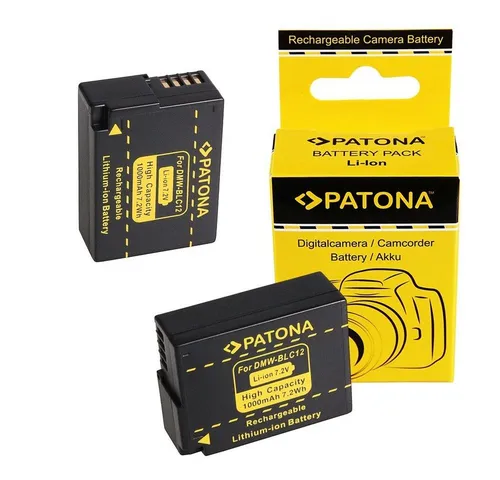 Patona 2x Akku für Panasonic DMW-BLC12 Kamera-Akku Ersatzakku 1000 mAh (7,2 V, 2 St), E Lumix DM FZ200 BLC12 BLC12PP FZ1000 G5 G6 GH2