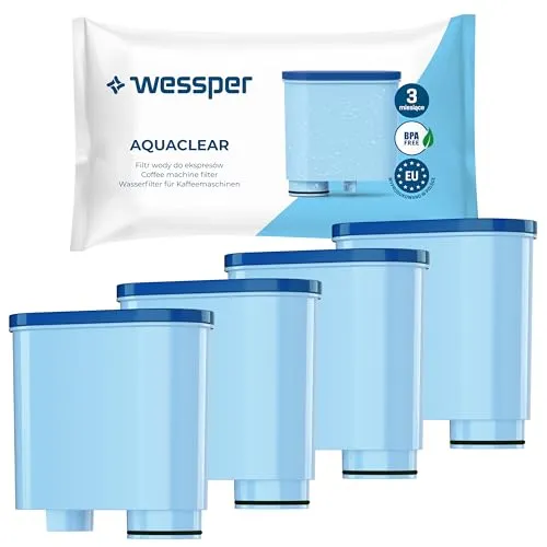 Wessper Wasserfilter Kartuschen Kompatibel mit Philips Aquaclean CA6903/10 CA6903/22 CA6903 und Saeco Kaffeemaschine, Filterpatrone mit Aktivkohle für Kaffeevollautomat - 4er Pack