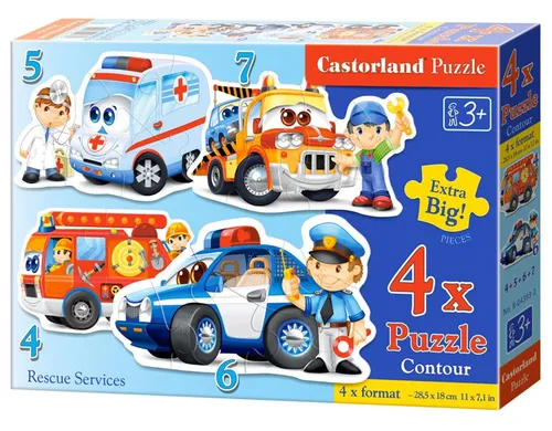 Puzzle 4w1 /4-5-6-7/ konturowe Rescue Services CASTORLAND B-04393- 5904438004393
