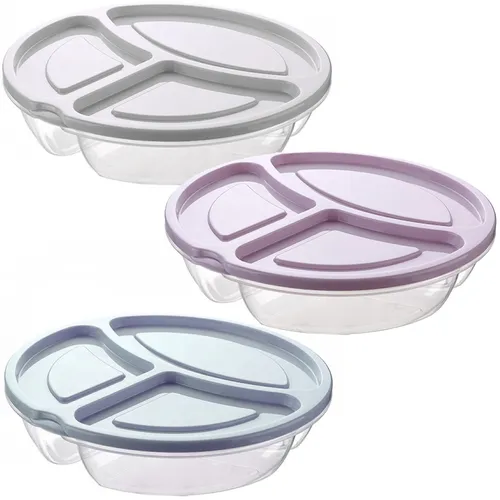 1-3 Lunchbox Brotdose Lunch Mittag Box Menübox Tellerbox Rund Picknick 3 Fächer