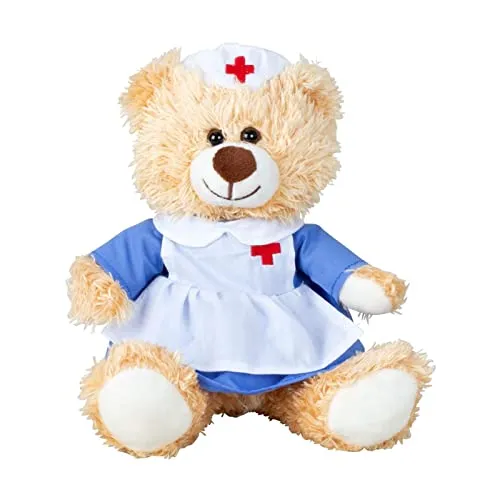 Geschenkestadl Teddybär Krankenschwester 17,5 cm Hellbraun Genesung Krankenhaus Gute Besserung Kuschelbär Kuscheltier Bär Teddy, 884246