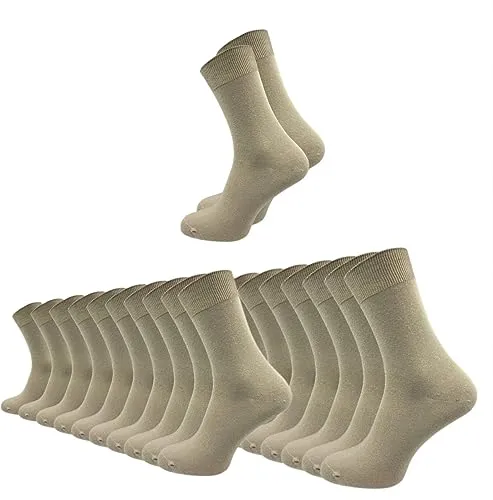 NERS Socken für Damen und Herren – 100% Baumwolle, Komfortbund, 10 Paar - Bequeme NERS Socken aus 100% Baumwolle mit einem komfortablen Bund und ohne drückende Naht. Ideal für den täglichen Gebrauch – für Damen und Herren in Dunkelbeige.