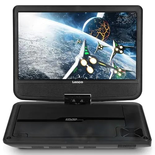 Lenco Portabler DVD-Player - Mobiler DVD-Player für unterwegs, ideal für Reisen und lange Fahrten mit integriertem Akku für stundenlangen Filmgenuss.