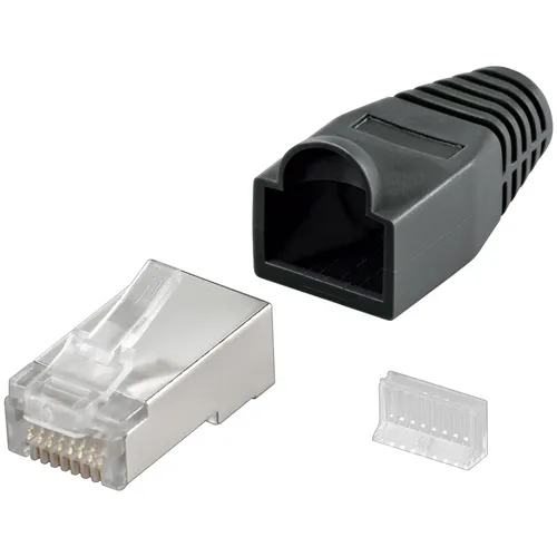 Netzwerk-Stecker 100 MHz RJ45 8-polig Schirm+Tülle schwarz von Goobay