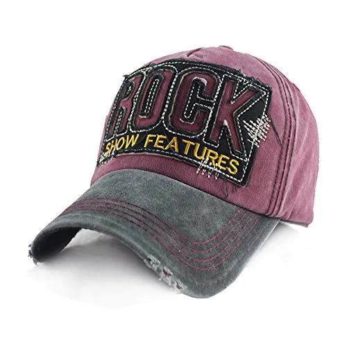 Baseballcap Rock College Snapback Kappe im Vintage Used Look (rot) - Verstellbare Baseballcap für einen Kopfumfang von 55-60 cm. Mit leicht vorgebogenem Schirm, Lüftungslöchern und stylischem gesticktem Schriftzug – ideal für einen lässigen Look.
