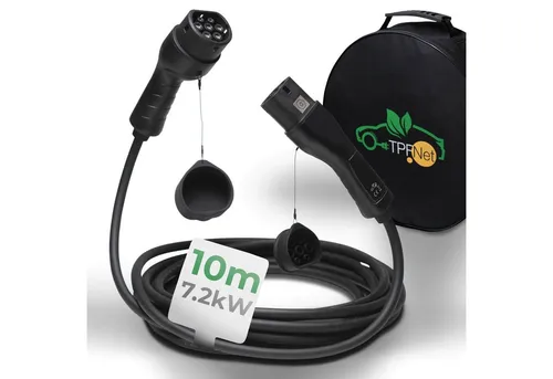 TPFNet Typ 2 E-Auto Ladekabel 7.2kW, 32A, 1-Phasig, 10m - Wallboxen: Hochwertiges Typ 2 Ladekabel für E-Autos, 10m lang, ideal für schnelles Laden mit bis zu 7.2kW, perfekt für Zuhause oder unterwegs.