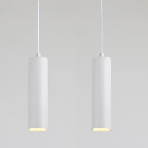 Alpinaluz Pendelleuchte aus Aluminium, röhrenförmig, modernes und minimalistisches Design, 20 cm, mit GU10-Sockel und 120 cm Textilkabel, 2 Stück, Weiß