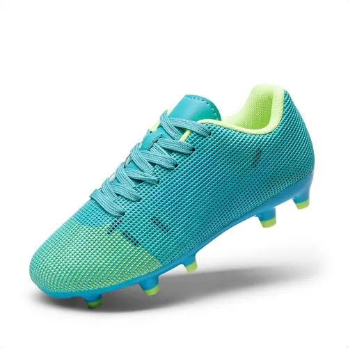 DREAM PAIRS Jungen Mädchen FußballschuheLange Spikes Sneakers Leichtathletik Trainingsschuhe verschleißfest und bequem Weitsprung Laufen Fußball Indoor Outdoor,Size 36,Blau/Neongrün,SDSO224K