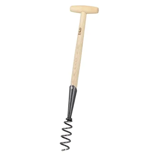 D&O Löwenzahnzieher aus geschmiedetem Borstahl und mit 40 cm T-Stiel (Esche) - Gesamtlänge: 58 cm | Perfekt für rückenschonendes Arbeiten, Unkrautzieher