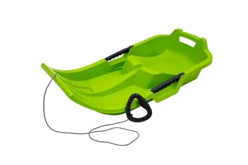 KHW Minibob | Grün | Bob Schlitten aus Kunststoff | robust & frostbeständig | leicht & wendig | mit Brems- & Lenkfunktion | Made in Germany | TÜV-geprüft | 80×40×20 cm