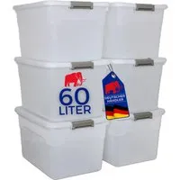 PROREGAL 60L Aufbewahrungsbox im 6er Set mit Rollen