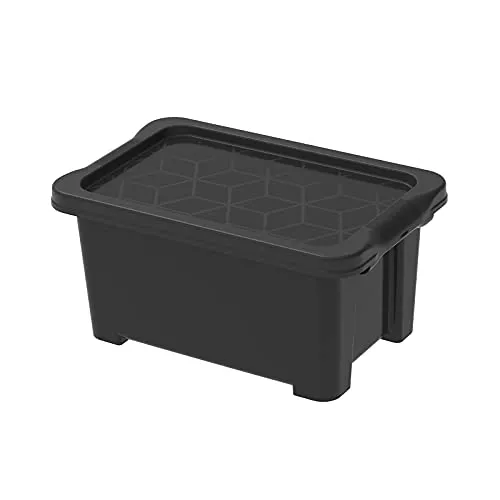 Rotho Evo Easy Aufbewahrungsbox Deckel, Kunststoff (PP recycelt), schwarz, 4l, (27,2 x 17,4 x 12,9 cm)