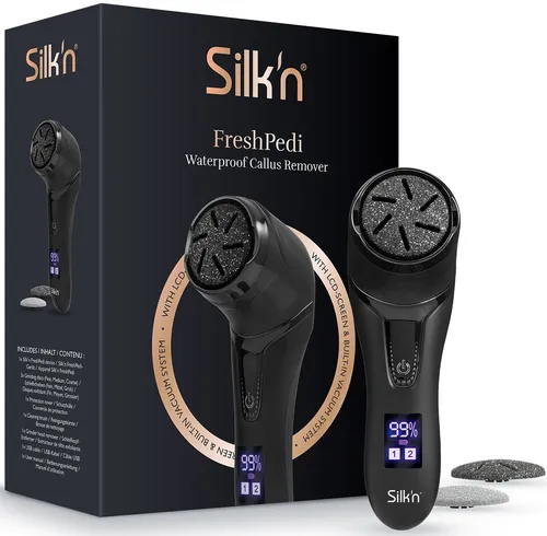 Silk n Fresh Pedi (schwarz) - Hornhautentferner, schmerzlos und wasserdicht für saubere Fußpflege